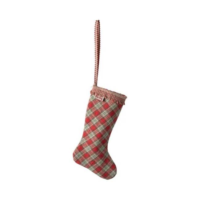 Ornement chaussette de Noël vichy rouge