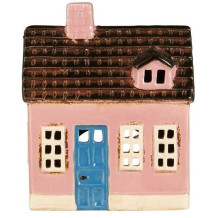 Maison photophore rose porte bleue